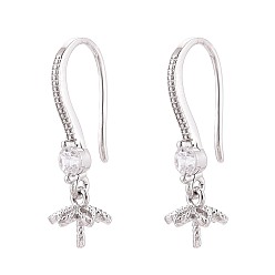 Платина 925 серьги-крючки из стерлингового серебра с микропаве из прозрачного кубического циркония, плоско-круглые, платина, 21~23x3 мм, штифты : 1 мм