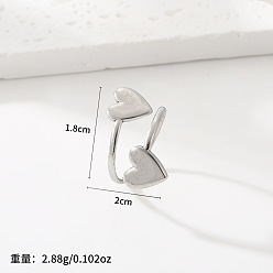 Нержавеющая Сталь Цвет Регулируемые 201 манжеты из нержавеющей стали с открытыми кольцами, сердце, цвет нержавеющей стали, 20 мм, внутренний диаметр: 18 мм