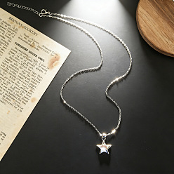 Платина Цепочка с подвеской из сплава в форме звезды, платина, 19.29 дюйм (49 см)