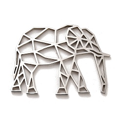 Stainless Steel Color Non-Tarnish 304 Stainless Steel Filigree Joiners Links, Laser Cut, Elephant, Stainless Steel Color, 25x35.5x1.5mm