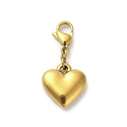 Сердце 304 подвесное украшение из нержавеющей стали, с подвесками-карабинами, для брелка, кошелек, украшение для рюкзака, реальный 18 k позолоченный, сердце, 28.5 мм