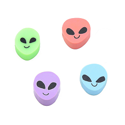 Mixed Color Handmade Polymer Clay Beads, Aliens, Mixed Color, 10~10.5x8.5~9x4.5mm, Hole: 1.6mm
