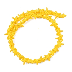 Gold Vintage Handmade Porcelain Beads, Fancy Antique Glazed Porcelain, Starfish, Gold, 14x13.5x5mm, Hole: 1.2mm