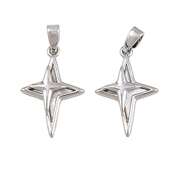 Платина Подвески из латуни и натуральных пресноводных ракушек, звезды прелести, цвет морской раковины, платина, 20x13.5x2 мм, отверстие : 4.5x2 мм