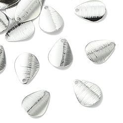 Platinum SHEGRACE Brass Pendants, Teardrop Charms, Stamping Blank Tag, Brushed Finish, Cadmium Free & Lead Free & Nickel Free, Platinum, 11.5x9x1.5mm, Hole: 1.2mm