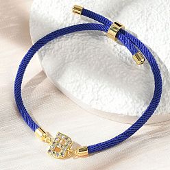 Letter B Регулируемые браслеты из нейлона, латунные микропаве кубические цирконии буквы подвески ювелирные изделия для женщин мужчин, стойки покрытие, долговечный, В письме, 1/8 дюйм (0.3 см), внутренний диаметр: 2-5/8 дюйм (6.6 см)