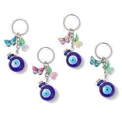 (52) Непрозрачная лаванда 4 шт. бутылки от сглаза с бабочкой из сплава лэмпворк, с эмалированными, акриловыми и железными брелоками, платина, разноцветные, 82 мм