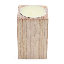 PapayaWhip Natural Wood Candle Holder, with Candles inside, Cuboid, PapayaWhip, 7.1~7.2x4.4~4.5x4.4~4.5cm