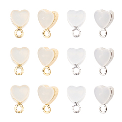 Платиновый & Золотой 20шт 2 цвета силикона с латунными ушными гайками, с горизонтальными петлями, сердце, платиной и золотом, 9x6x4.5 мм, отверстия : 1 mm и 1.6 мм, 10 шт / цвет