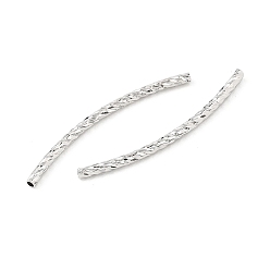 Plaqué Platine Véritable Perles en laiton shegrace, perles de tube incurvé, sans cadmium et sans nickel et sans plomb, Platine plaqué, 30x1.5mm, Trou: 1mm