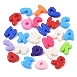 Mixed Color Opaque Acrylic European Beads, Large Hole Beads, Letter, Mixed Color, 23~25.5x21~24x9~9.5mm, Hole: 6mm
