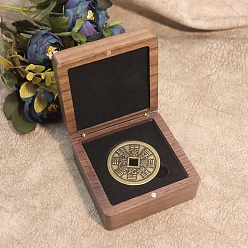Black Wooden Badge Package Magnetic Boxes, Medal Storage Boxes, Square, Black, 8x8x4cm