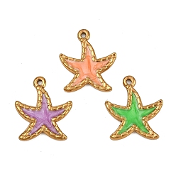 Морская звезда Океан 304 эмалированные подвески из нержавеющей стали, золотые, разноцветные, морская звезда, 16x14x1.5 мм, отверстие : 1 мм
