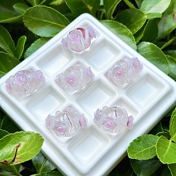 Лиловый Непрозрачные акриловые бусины, бусины ручной работы, круглая с цветком, сирень, 18 мм, отверстие : 3 мм