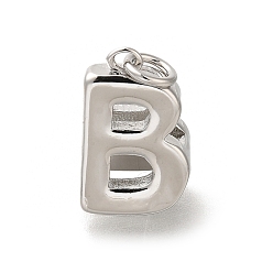 Платина Латунные подвески, без кадмия, без никеля и без свинца, с целью перехода в кольце, буква b чары, платина, 17.5x12x12 мм, отверстие : 4 мм