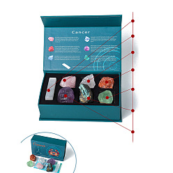Рак Сырой 12 набор натуральных целебных камней созвездий, Образцы камней чакры Рейки для балансировки энергии, медитационной терапии, рак, 200x120x60 мм, 7 шт / комплект