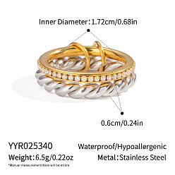 Позолоченный и Цвет Нержавейки 304 двухслойные кольца из нержавеющей стали для женщин, штабелируемые кольца, настоящее золото и нержавеющая сталь, 6 мм, внутренний диаметр: 17.2 мм