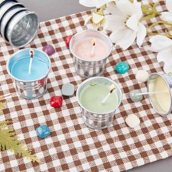 Mixed Color Candle Making Tool Sets, with Tinplate Bucket, Candle Wick and Double-faced Self-adhesive Paper Stickers, Mixed Color, 50.5x42mm, 12pcs