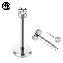 Нержавеющая Сталь Цвет G23 титановые безрезьбовые лабреты, плоско-круглые, цвет нержавеющей стали, 8 мм, штифты : 1.2 мм