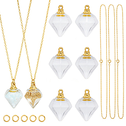 Алмаз Наборы для изготовления ожерелий своими руками, включая подвески для стеклянных бутылок, латунные открытые соединительные кольца и цепочки, алмаз, 23x16~16.5 мм, отверстие : 1.8 мм