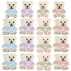 (52) Непрозрачная лаванда 40 шт. 4 цвета полиэстеровые нитки для вышивки приклеиваемые/пришиваемые заплатки, аппликации из ткани, медведь, разноцветные, 60x46x1.5 мм, 10 шт / цвет