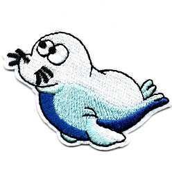 White Computerized Embroidery Cloth Iron on/Sew on Patches, Costume Accessories, Appliques, Seal, White, 45x70mm
