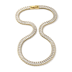 Золотой Ионное покрытие (IP) 304 ожерелья с прямоугольными звеньями из нержавеющей стали и кубическим цирконием для женщин, золотые, 14.37 дюйм (36.5 см)