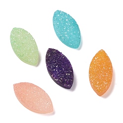 Mixed Color Natural Druzy Agate Cabochons, Dyed, Horse Eye, Mixed Color, 16x8x3~4mm
