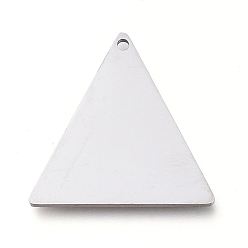 Нержавеющая Сталь Цвет Устойчивые к потускнению 304 подвески из нержавеющей стали, зеркальная полировка, штамповка пустой метки, лазерная резка, треугольные, цвет нержавеющей стали, 19.5x19.3x0.8 мм, отверстие : 1.2 мм