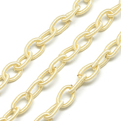 Champagne Yellow Handmade Nylon Cable Chains Loop, Oval, Champagne Yellow, 13~14x8~9x2mm, about 1yard/strand, about 95~100loops/strand