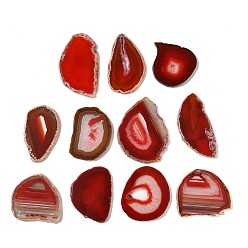Красный Кабошоны из натурального друзового агата, окрашенная и подогревом, самородки, красные, 48~105x39~68x4~7 мм, Около 25 шт / 1000 г
