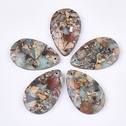 Аква Терра Яшма Синтетические подвески Aqua Terra Jasper, капля, 47~48x29~30.5x5~7 мм, отверстие : 1.4 мм