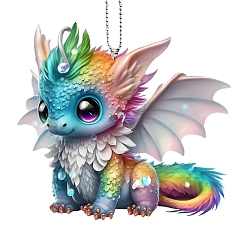 Разноцветный Акриловое украшение для автомобиля с изображением динозавра, Подвесные украшения для внутреннего зеркала заднего вида автомобиля, красочный, 80x50x3 мм