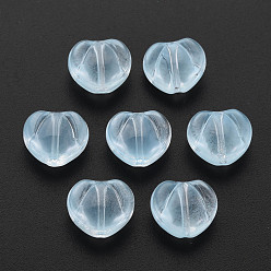 Light Blue Transparent Glass Beads, Heart, Light Blue, 10.5x12x6.5mm, Hole: 1mm