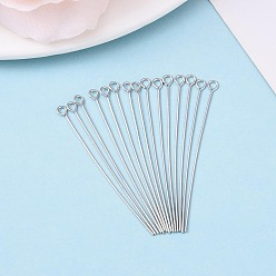 Платинированный Латунные булавки, без никеля , Реальная платина, 40x0.5 мм, отверстие : 1.6 мм