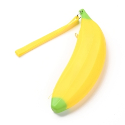 Yellow Silicone Imitation Fruits Shape Pen Bag, Stationery Storage Boxes for Pens, Pencils, Banana, Yellow, 214x98x32mm