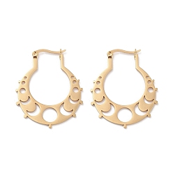 Золотой Серьги из 304 нержавеющей стали, луна, золотые, 38x31.5x1 мм