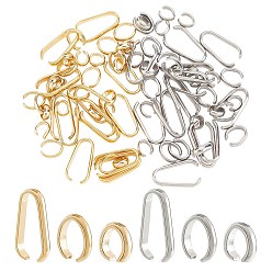Golden & Stainless Steel Color 84Pcs 6 Style 304 Stainless Steel Quick Link Connectors, Linking Rings, Golden & Stainless Steel Color, 5~14x5~7.5x2mm, 14pcs/style
