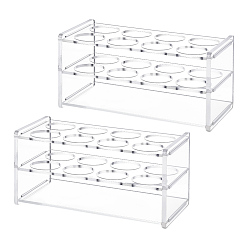 Прозрачный 2шт. 8 акриловые подставки для демонстрации пробирок, многофункциональная стойка для держателей, прямоугольные, прозрачные, 145x75x74.5 мм, отверстие : 30 мм