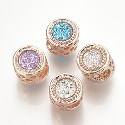(52) Непрозрачная лаванда Cmолы европейские шарики, со сплавочной фурнитурой, бусины с большим отверстием, колонка, розовое золото , разноцветные, 11.5x10 мм, отверстие : 5 мм