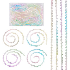 (52) Непрозрачная лаванда 8 нити 4 цветные прозрачные стеклянные бусины нити, граненые, круглые, разноцветные, 4~4.5 мм, отверстие : 1 мм, около 90~95 шт / нитка, 13.98'' (35.5 см), 2 пряди / цвет