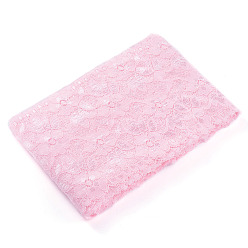 Pink Эластичная кружевная отделка, кружевная лента с цветочным узором, для шитья, украшение платья и упаковка подарков, розовые, 16 см, около 10 ярдов / карта (9.14 м / карта)