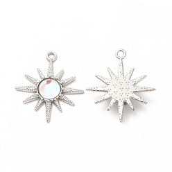 Белый Стойки подвески обшивки сплава, солнечные чары, cmолой, платина, без кадмия, без никеля и без свинца, белые, 28x25x5 мм, отверстие : 1.8 мм