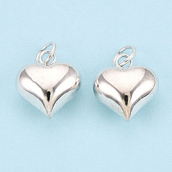 Серебро 925 стерлингового серебра прелести сердца, с прыжковых колец, серебряные, 14.8x12.9x8 мм, отверстие : 4.1 мм