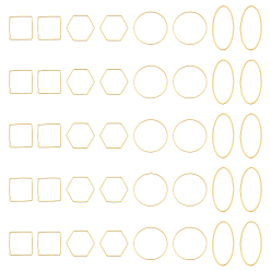 Golden 40Pcs 4 Style Geometric Brass Linking Rings, Hexagon Oval Rhombus Flat Ring, Mixed Shapes, Golden, 22.5~40x20~30x1mm, Inner Diameter: 20~38x17.5~28.5mm, 10pcs/style 