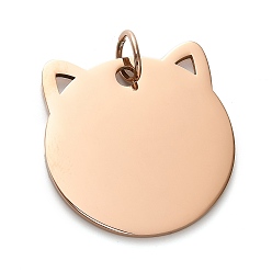 Розовое Золото 201 подвески из нержавеющей стали для штамповки заготовок, с целью перехода в кольце, очарование кошачьей головы, розовое золото , 29x28x1.5 мм, отверстие : 6 мм