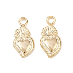 Настоящее золото 24K 304 подвески из нержавеющей стали, шарма сердца, реальный 24 k позолоченный, 18.5x9x2 мм, отверстие : 2.2 мм