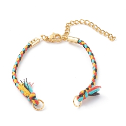 Mixed Color Cotton Thread Bracelet Making, with 304 Stainless Steel Lobster Claw Clasps, Golden, Mixed Color, 5-1/2 inch(13.9cm)