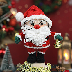 Santa Claus Christmas DIY Knitting Kits for Beginners, including Stuffing Cotton, Crochet Hook, Stitch Marker, Craft Eye & Nose, Cored Cotton Thread, Santa Claus, 180x170x110mm