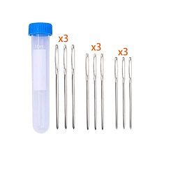 Озёрно--синий Иглы из железной пряжи, тупые иглы с большим ушком, для вышивки крестом, вязание, вышивка лентами, с пластиковой бутылкой для хранения, платина, Плут синий, 53~70x1.6~2 мм, 9 шт / комплект